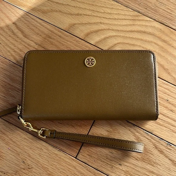 New Tory Burch Robinson Crosshatch Saffino leather Continental Wallet Wristlet - Picture 7 of 15